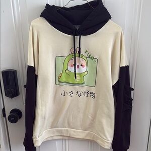 (5/$20) Cute Cream and Black Hoodie with Cartoon Design